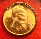 1945-P Lincoln Wheat Cent Penny GEM RED BU From an Original Bank Roll
