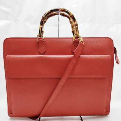 Gucci Business Bag Bamboo Red PVC