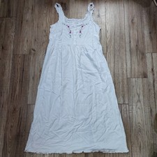 White Floral Embroidered Frill Cottagecore Whimsical Midi Dress Bridgerton • 12