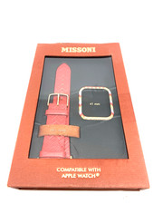Missoni Apple Watch 41mm Case Cover Red Leather Strap Gold Buckle