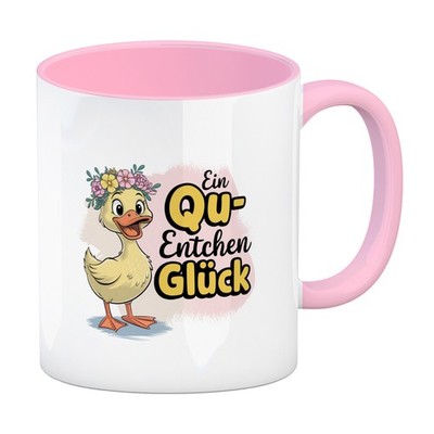 Gelbe Ente Kaffeebecher in rosa - Ein Qu-ENTCHEN Glück