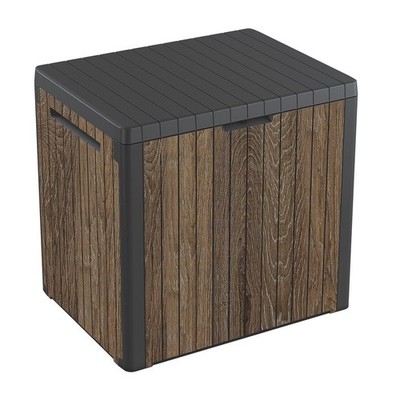 Keter Signature Everwood 30 Gallon Resin Outdoor Storage 30 Gallon, Walnut