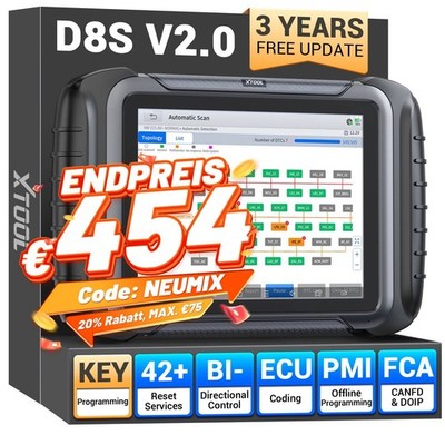 2026 XTOOL D8S OBD2 Scanner All System Diagnosegerät Schlüssel Programmierung DE