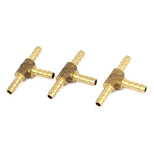 Air Fuel Water 3 Ways Brass Tee T Fitting Hose Barb Connector 3 Pcs