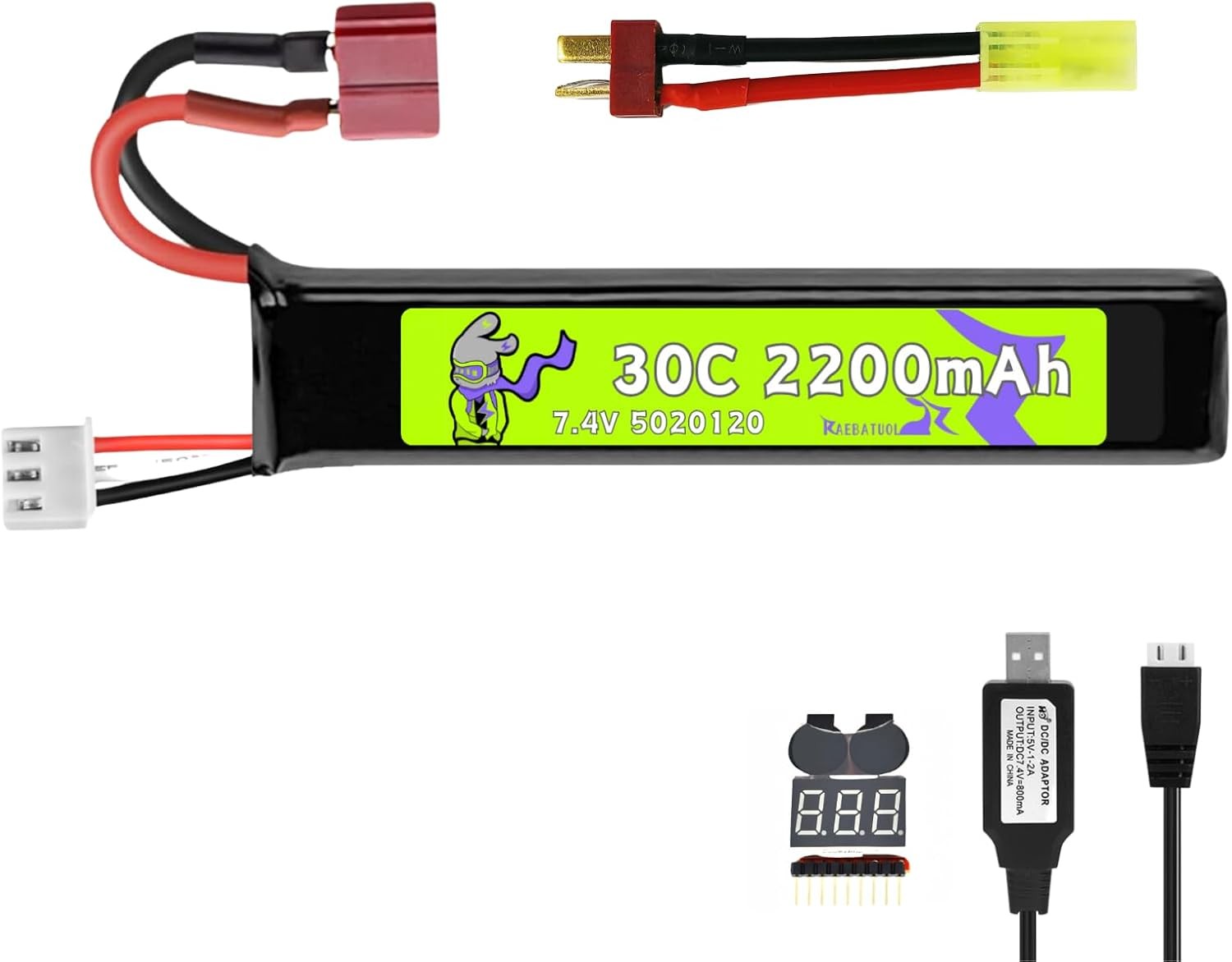7.4V 5020120 2200mAh 30C T Plug LiPo Battery for Airsoft Toy