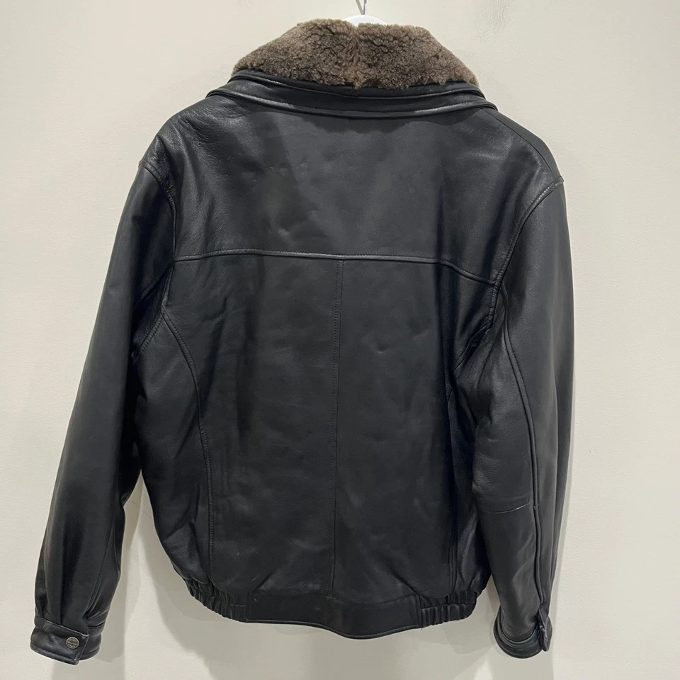 Wilsons Leather Mens Black Bomber Jacket M Shearling Collar Thinsulate Aviator - Image 2 of 4