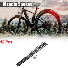 12 Pcs 14G J Bend 286mm x 2mm Bike Bicycle Spokes with Nipples Steel Black