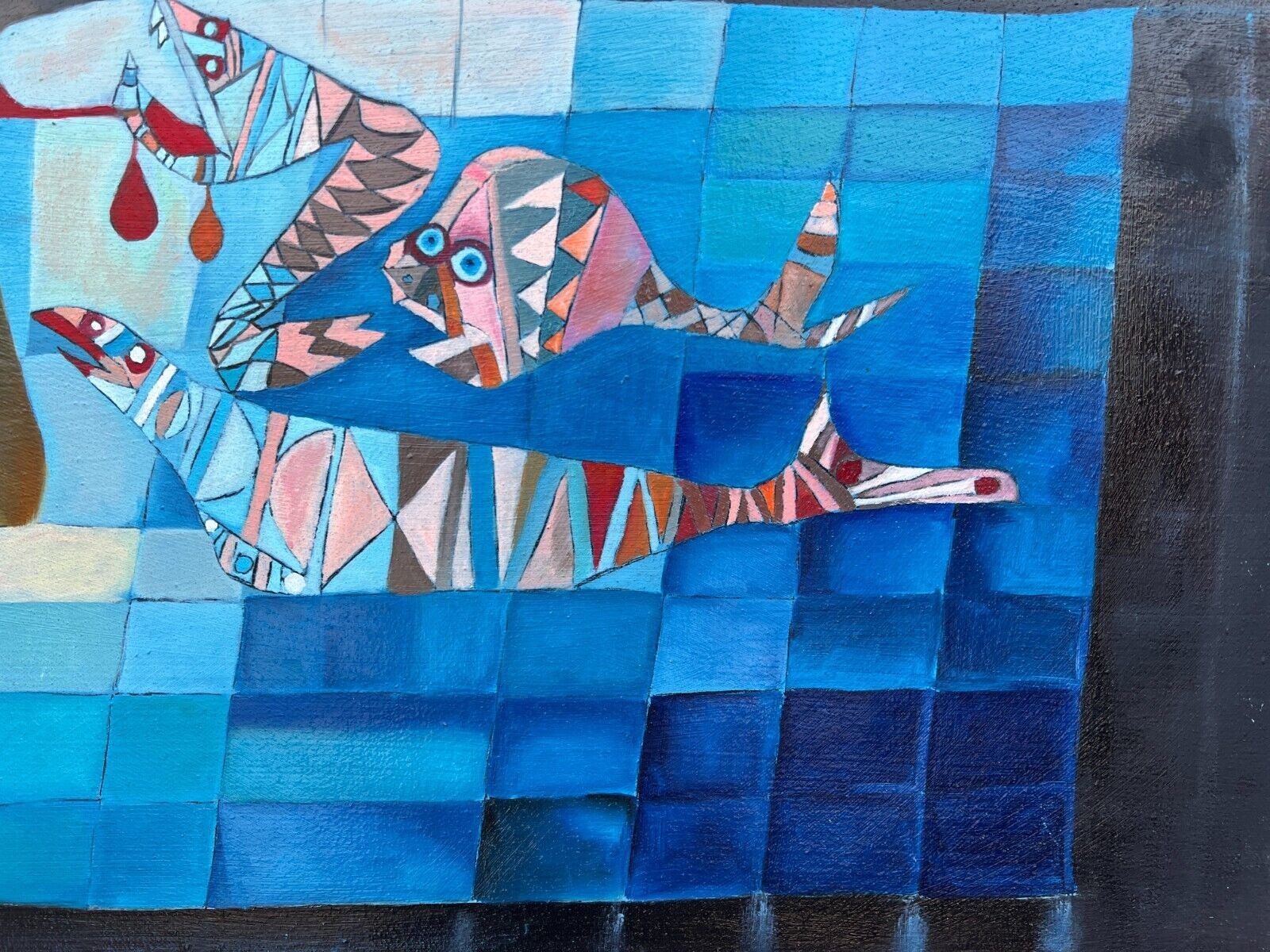 Fine unique painting – Expressive portrait, signed Paul Klee, large 20 X 28 IN