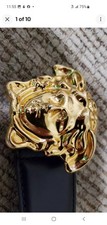 100% Authentic Mens Versace Medusa Belt Gold Buckle Black Leather 40 / 100 $525