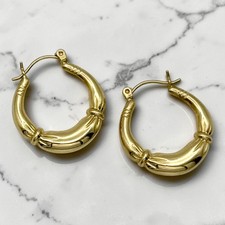 Vintage 14K GCJ Gold Hollow Hoop Earrings George Carter Jessop 7/8" 2.2g