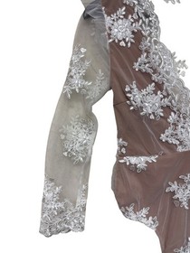 For Love & Lemons Skivvies Bodysuit XS NWT Sheer Lace Embroidered Nude Ivory NEW