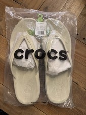Crocs Classic Crocband flip Sandals 'Bone/Cream' Unisex Men's 13 NWT