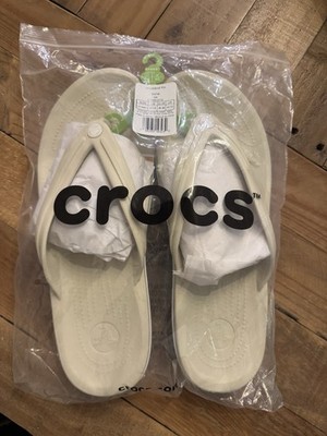 Crocs Classic Crocband flip Sandals 'Bone/Cream' Unisex  Men's 13 NWT 