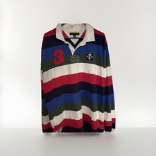 VINTAGE Tommy Hilfiger Original Striped Long Sleeve Rugby Polo Shirt 2XL XXL Y2K