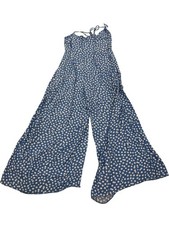Nobody's Child Floral Jumpsuit Blue UK10 Sleeveless Wide-Leg