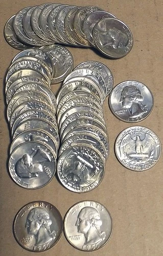 Full roll (40) 1955 D Washington Quarters - Gem Uncirculated 90% Silver Beauties