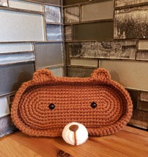 Crochet Bear Glasses Holder Handmade Amigurumi Fun Cute, 7" Long