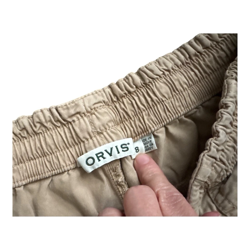 Pantalones cortos ORVIS para mujer talla 8 se adapta a 6 caqui beige tostado con cordón cintura Foto 4 de 4
