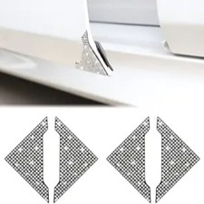 Car Door Corner Edge Guards 4pcs Bling Rhinestone Anti-Scratch Car Door White