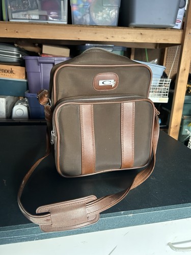 Vintage Champion Carry On Overnight Bag Brown Vinyl Tote Bag Big C Cross Body