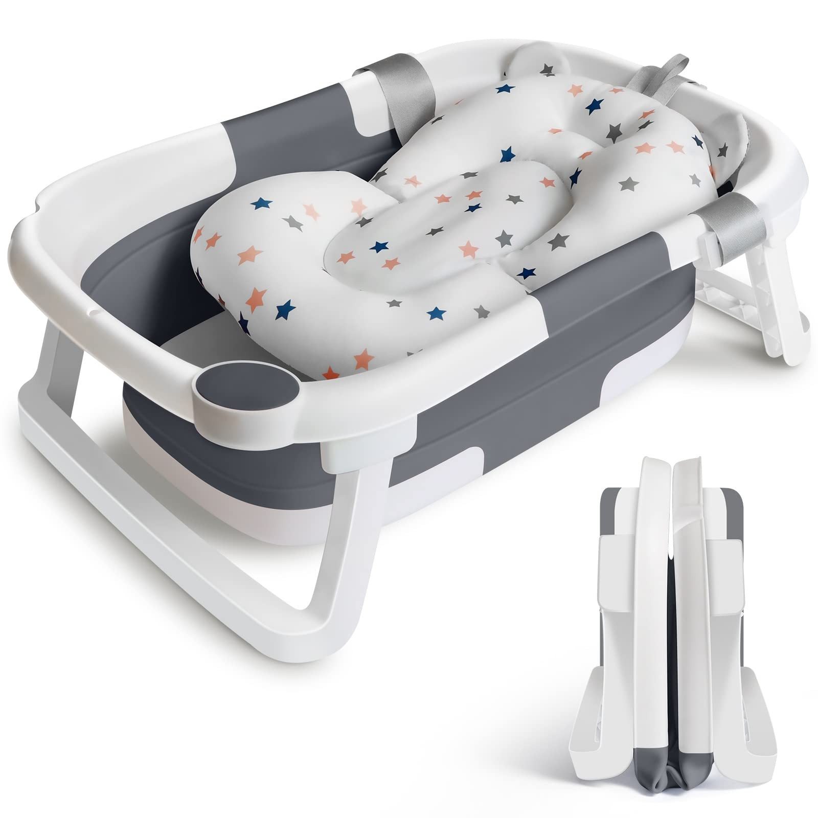 Baby Bath Tub Foldable Bathtub Collapsible Toddler Bath Tubs with Baths Support