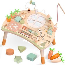 Wooden Activity Table Toddlers 9-in-1 Montessori Sensory Toys