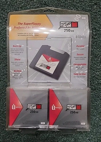 Iomega Zip 250MB Disks PC Formatted 4 Pack - New