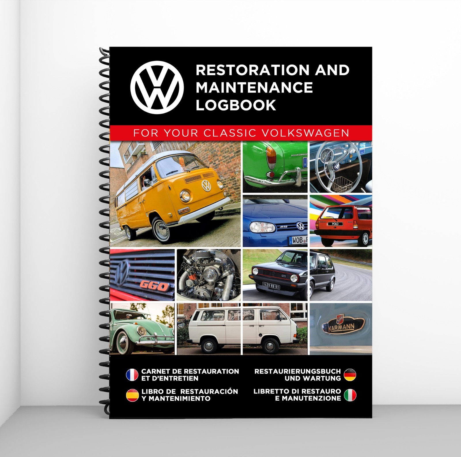 Carnet de restauration Volkswagen pour entretien de voiture de collection format A5 couverture souple