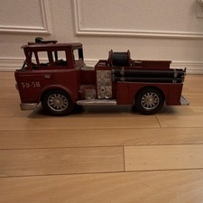 Vintage Tin Fire Truck FD-58 Red Toy Vehicle Collectible