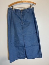 Vintage Liz Wear Denim Jean Full Midi Skirt Size 12 31 Back Slit Modest