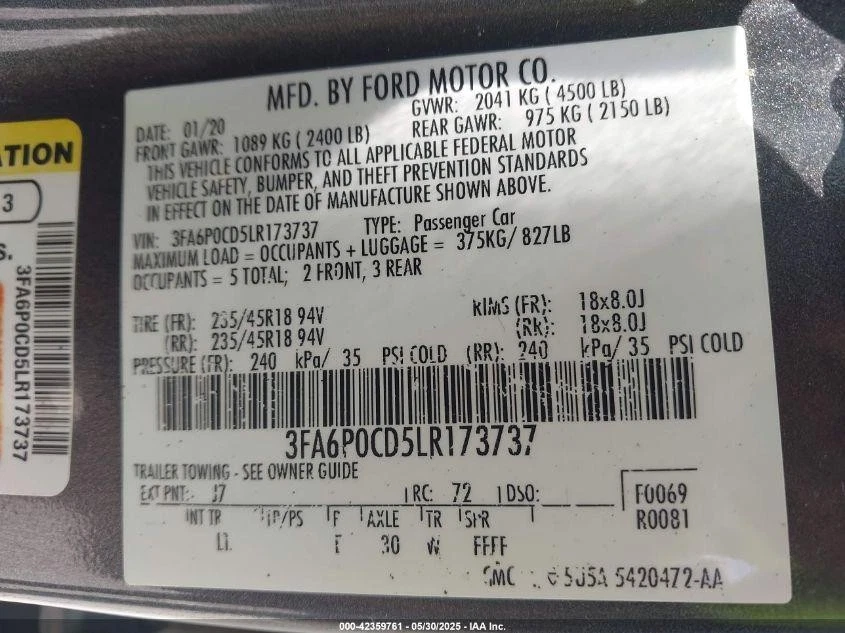 Conjunto de faros derechos usados se adapta a: Ford Fusion 2020 LED derecho grado B Foto 4 de 4