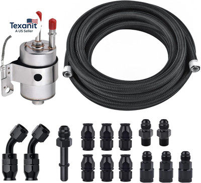 LS Swap 58PSI Fuel Filter Regulator with 6AN 25FT PTFE EFI Fuel Hose Line Kit Bl