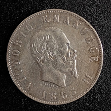 MONETA 2 LIRE 1863 NAPOLI VITTORIO EMANUELE II° ARGENTO
