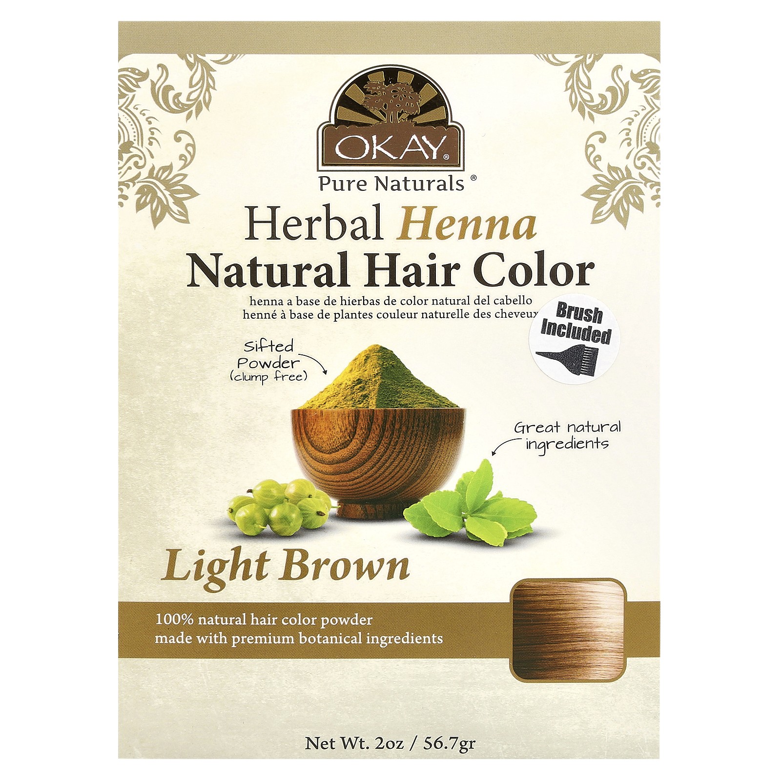 Herbal Henna Natural Hair Color Light Brown 2 oz 567 g 3090₽