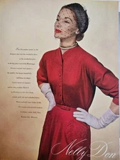1950 Womens Red Nelly Don Dress vintage fashion ad 