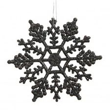 Vickerman M101617 8 in. Jet Black Glitter Snowflake 12-Pvc Bx