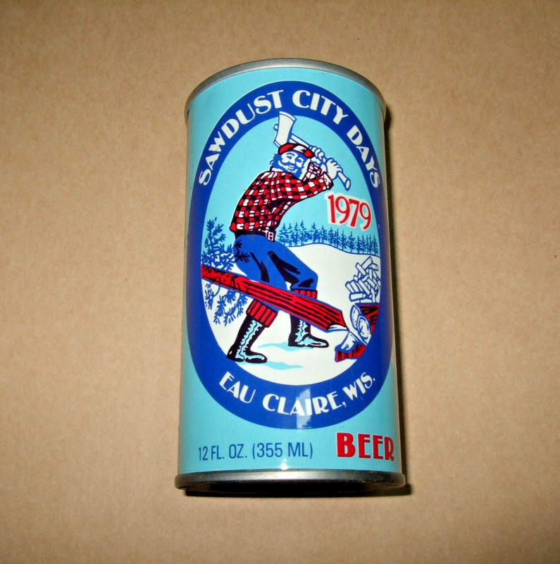 1979 Sawdust City Days EAU Claire WI SS Steel Beer Can Air Filled Sample test