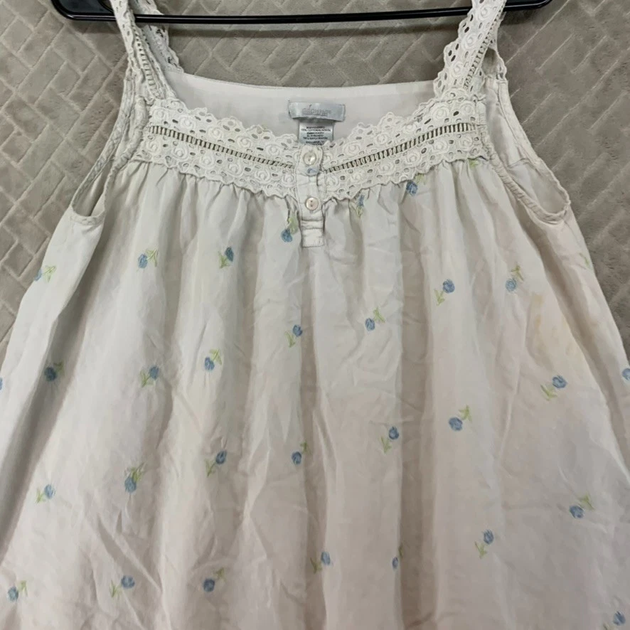 Vestido de pijama corto blanco bordado flores encaje Adonna para mujer M Foto 4 de 4