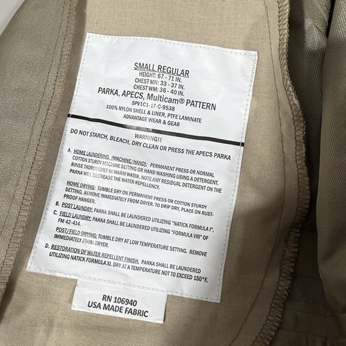 Advantage Wear & Gear Parka Hooded Multicam OCP Apecs Size Small Reg Military - Picture 8 of 10