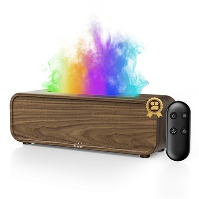 TMEHM Sound Reactive Flame Air Diffuser Humidifier,7 Colors Wood Grain Finish