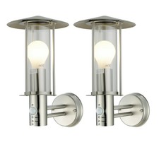 Set of 2 Stainless Steel Outdoor Garden Porch IP44 Motion Sensor Security Lights