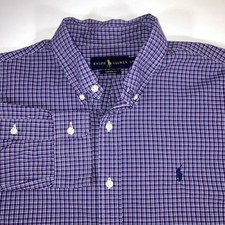 Polo Ralph Lauren Men  s L Custom Fit Purple Gingham Check Button-Down Shirt