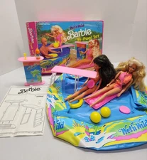 1989 Mattel Wet 'n Wild Barbie Pool Set #7426 Mostly Complete With Kira & Barbie