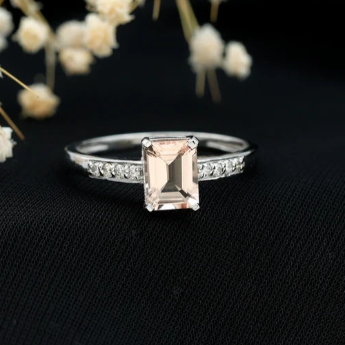 2.74CT Morganite & Moissanite 950 Platinum Engagement Ring