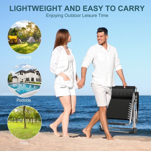 Zero Gravity Chair, Folding Lawn Recliner Patio Reclining Padded Chair w/ Mat - Picture 6 of 27