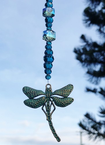 Dragonfly Crystal Bead Hanging Window Sun Catcher Home Décor Car Mirror Charm