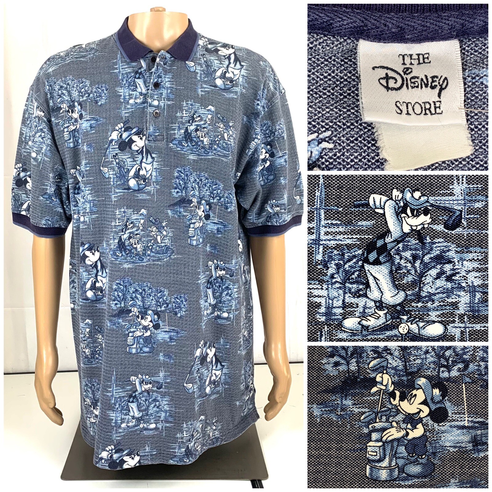 Vintage The Disney Store Mickey Mouse Golf Polo shirt 90s Goofy men