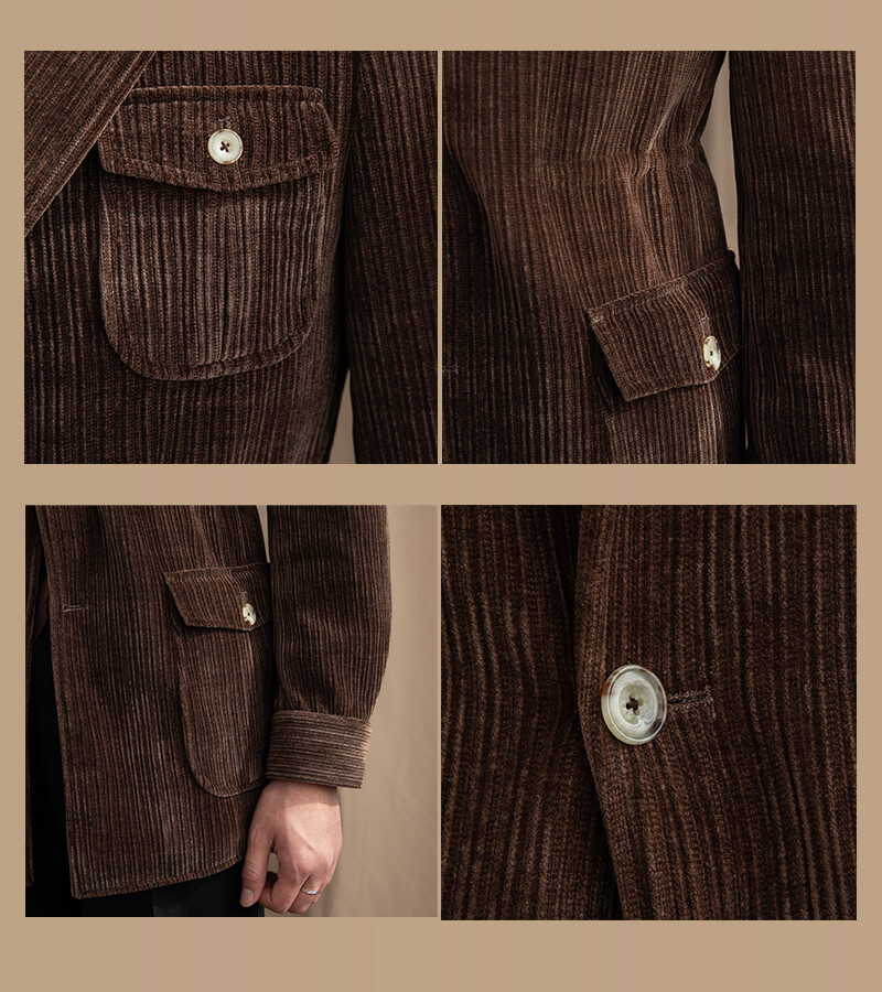 Retro American Style Corduroy Mens Hunting Wear Safari Jacket