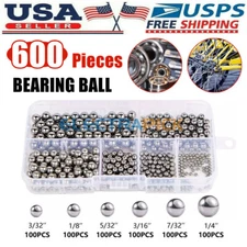 600 Pcs Metric Precision Steel Bearing Balls, Assorted Stainless Steel Loose Bic