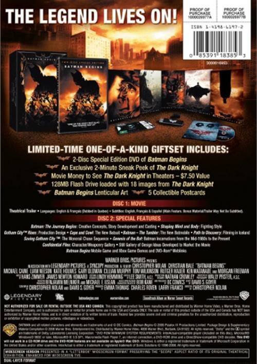 BATMAN BEGINS 2-DISC DVD DELUXE AUTHORIZED LICENSED EDITION BRAND